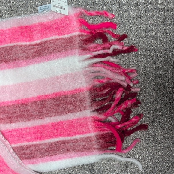 J. Crew Pink and White Striped Oversized Scarf NWT - Picture 2 of 6